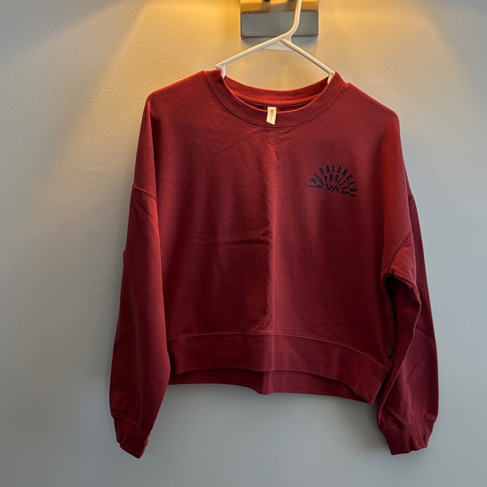 RVCA Women's Red Crewneck cropped Sweatshirt, size small